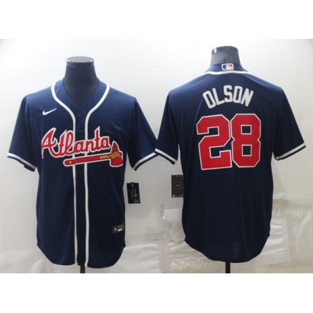 Matt Olson Atlanta Braves Jersey #28 Navy Blue Cool Base