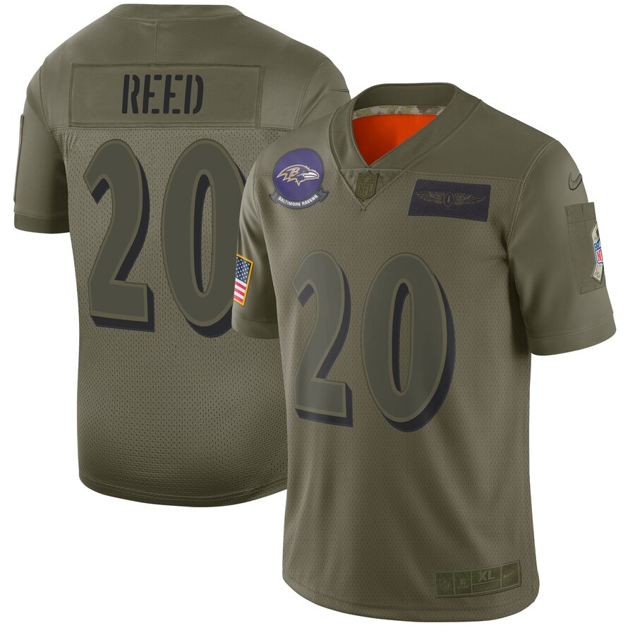 Men's Baltimore Ravens Ed Reed Nike Olive 2019 Salute to Service Retired Limited Jersey