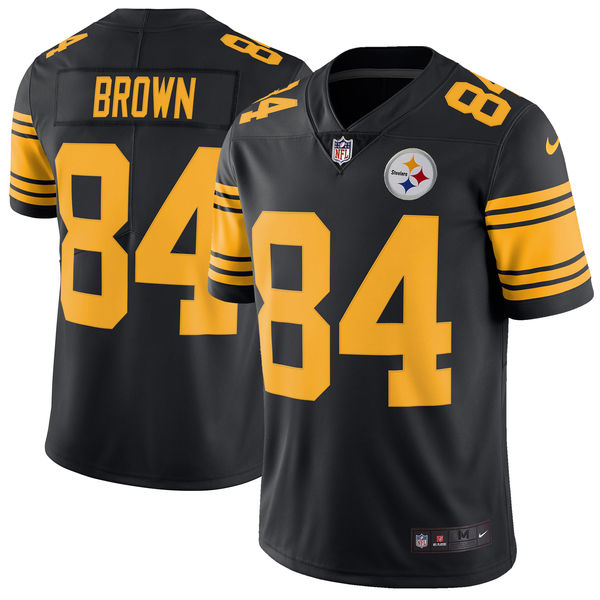 Men's Pittsburgh Steelers Antonio Brown Nike Black Vapor Untouchable Color Rush Limited Player Jersey