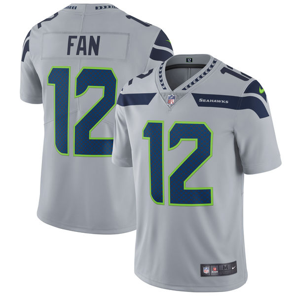 Men's Seattle Seahawks 12 Fan Nike Gray Vapor Untouchable Limited Player Jersey