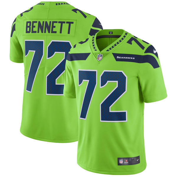 Men's Seattle Seahawks Michael Bennett Nike Neon Green Vapor Untouchable Color Rush Limited Player Jersey