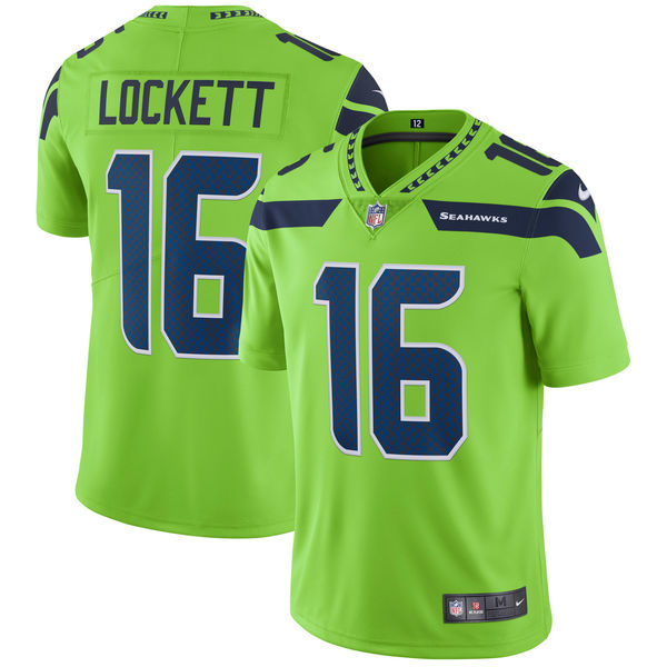 Men's Seattle Seahawks Tyler Lockett Nike Neon Green Vapor Untouchable Color Rush Limited Player Jersey