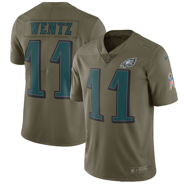 Men's Philadelphia Eagles Carson Wentz Nike Olive Salute To Service Limited Jersey