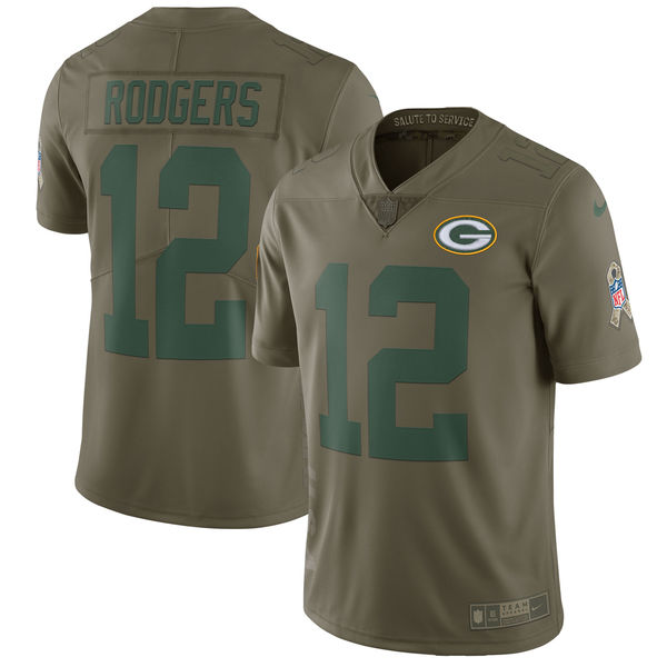 Men's Green Bay Packers Aaron Rodgers Nike Olive Salute To Service Limited Jersey