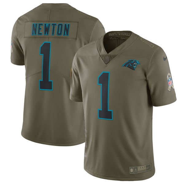 Men's Carolina Panthers Cam Newton Nike Olive Salute To Service Limited Jersey