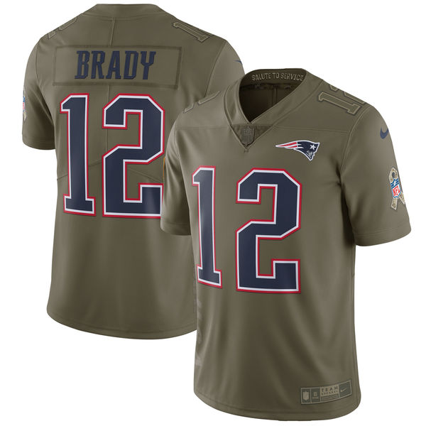 Men's New England Patriots Tom Brady Nike Olive Salute To Service Limited Jersey