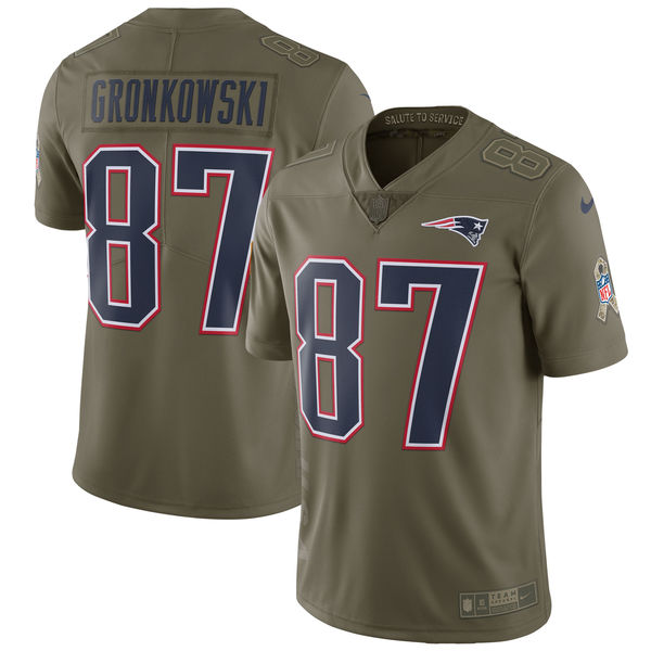 Men's New England Patriots Rob Gronkowski Nike Olive Salute To Service Limited Jersey