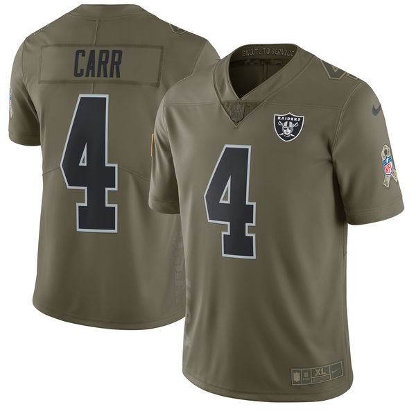 Men's Oakland Raiders Derek Carr Nike Olive Salute To Service Limited Jersey