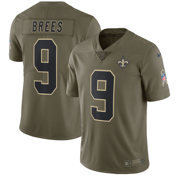 Men's New Orleans Saints Drew Brees Nike Olive Salute To Service Limited Jersey