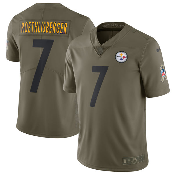 Men's Pittsburgh Steelers Ben Roethlisberger Nike Olive Salute To Service Limited Jersey