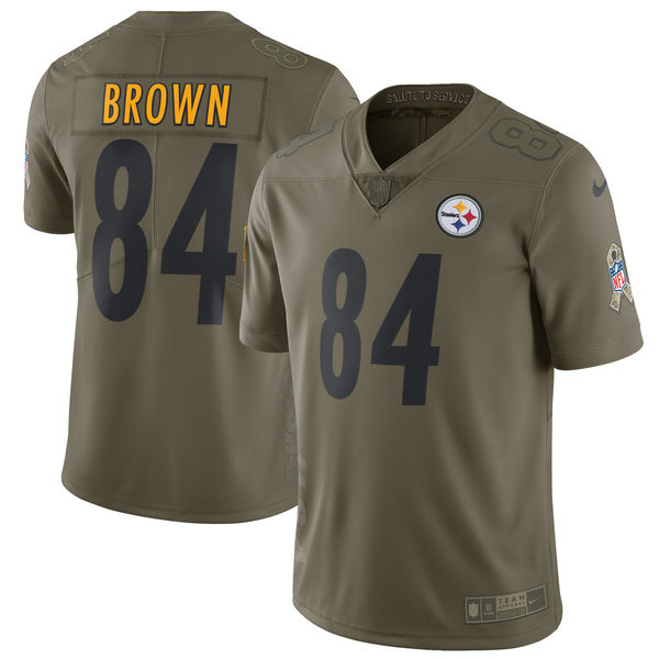 Men's Pittsburgh Steelers Antonio Brown Nike Olive Salute To Service Limited Jersey