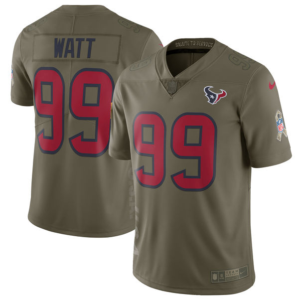 Men's Houston Texans J.J. Watt Nike Olive Salute To Service Limited Jersey