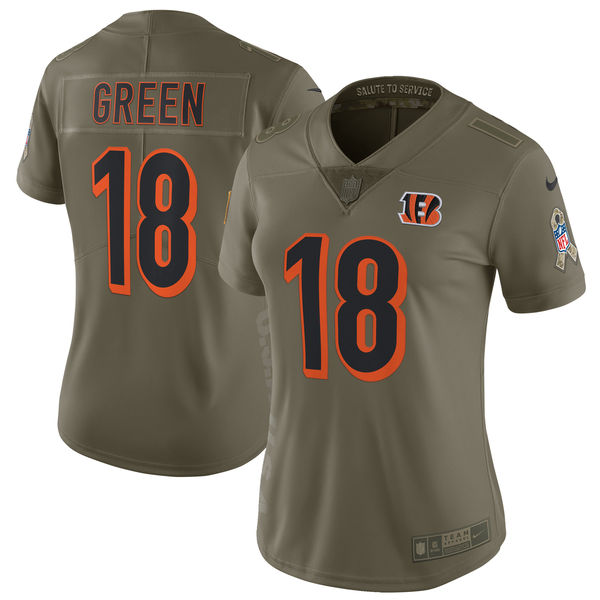 Women's Cincinnati Bengals A.J. Green Nike Olive Salute to Service Limited Jersey