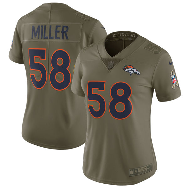 Women's Denver Broncos Von Miller Nike Olive Salute to Service Limited Jersey