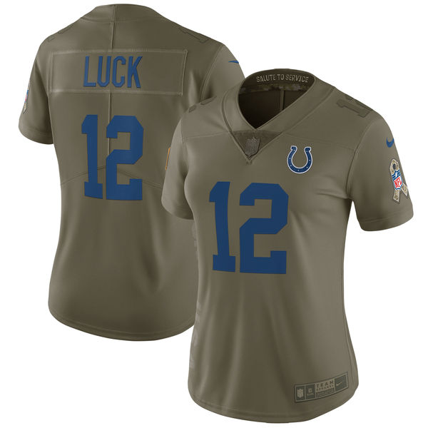 Women's Indianapolis Colts Andrew Luck Nike Olive Salute to Service Limited Jersey