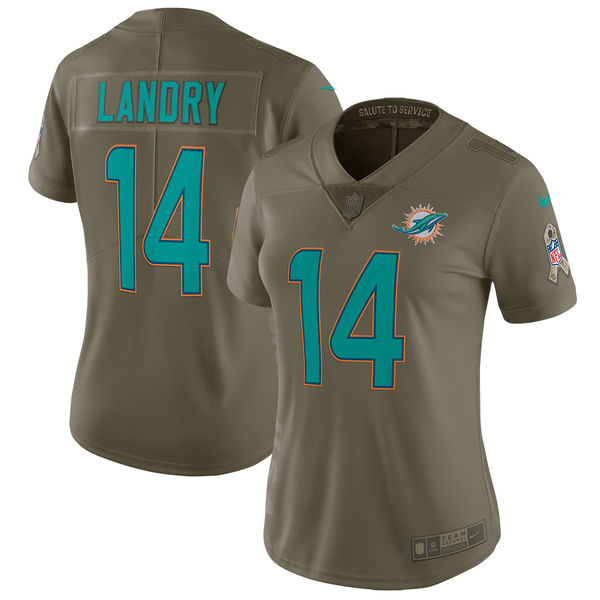 Women's Miami Dolphins Jarvis Landry Nike Olive Salute to Service Limited Jersey