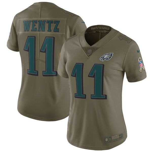 Women's Philadelphia Eagles Carson Wentz Nike Olive Salute to Service Limited Jersey