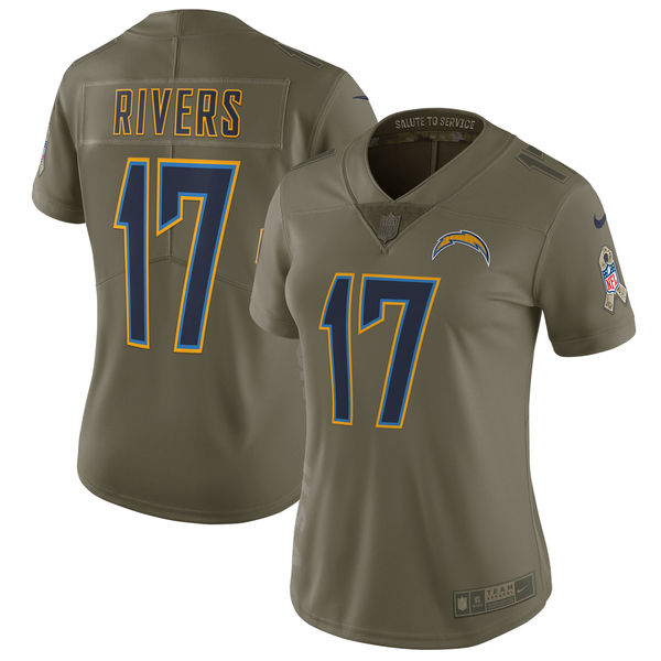 Women's Los Angeles Chargers Philip Rivers Nike Olive Salute to Service Limited Jersey