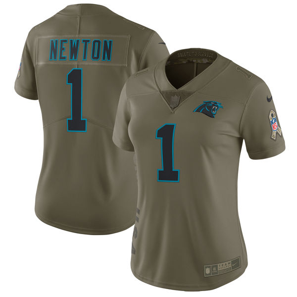 Women's Carolina Panthers Cam Newton Nike Olive Salute to Service Limited Jersey