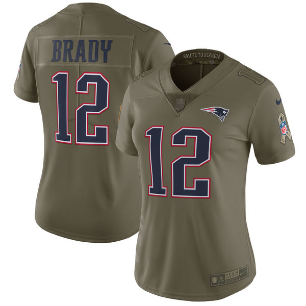 Women's New England Patriots Tom Brady Nike Olive Salute to Service Limited Jersey