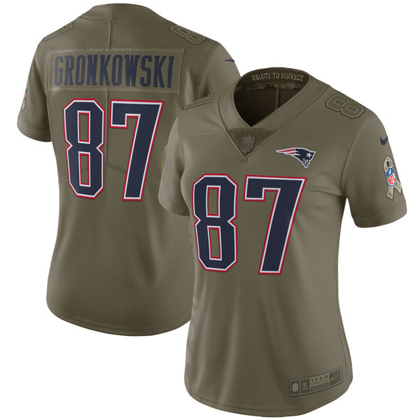 Women's New England Patriots Rob Gronkowski Nike Olive Salute to Service Limited Jersey