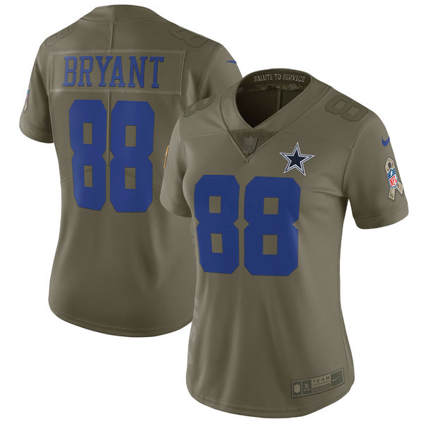 Women's Dallas Cowboys Dez Bryant Nike Olive Salute to Service Limited Jersey