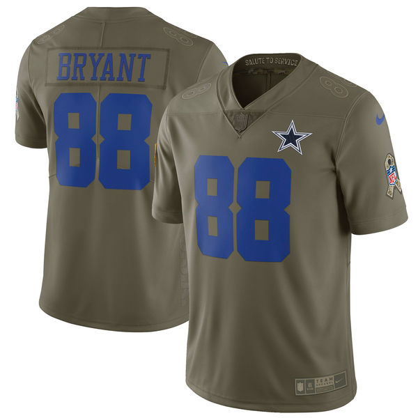 Men's Dallas Cowboys Dez Bryant Nike Olive Salute To Service Limited Jersey