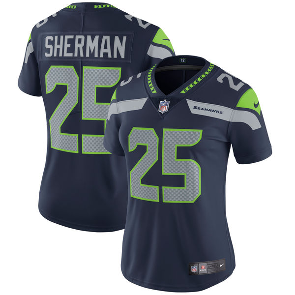 Women's Seattle Seahawks Richard Sherman Nike College Navy Vapor Untouchable Limited Player Jersey