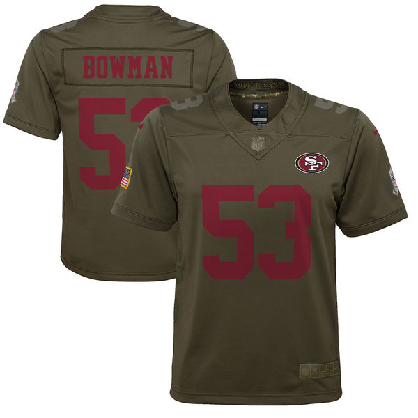 Youth San Francisco 49ers NaVorro Bowman Nike Olive Salute to Service Game Jersey