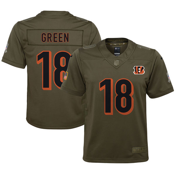 Youth Cincinnati Bengals A.J. Green Nike Olive Salute to Service Game Jersey