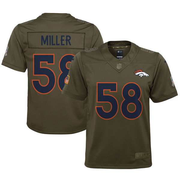 Youth Denver Broncos Von Miller Nike Olive Salute to Service Game Jersey