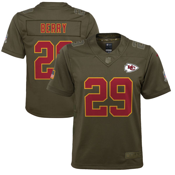 Youth Kansas City Chiefs Eric Berry Nike Olive Salute to Service Game Jersey