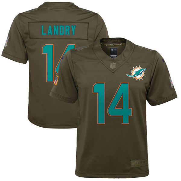 Youth Miami Dolphins Jarvis Landry Nike Olive Salute to Service Game Jersey