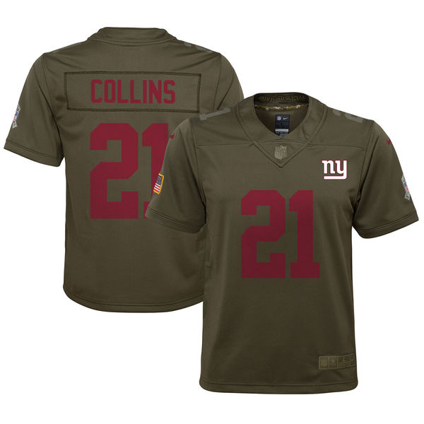 Youth New York Giants Landon Collins Nike Olive Salute to Service Game Jersey