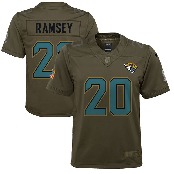 Youth Jacksonville Jaguars Jalen Ramsey Nike Olive Salute to Service Game Jersey