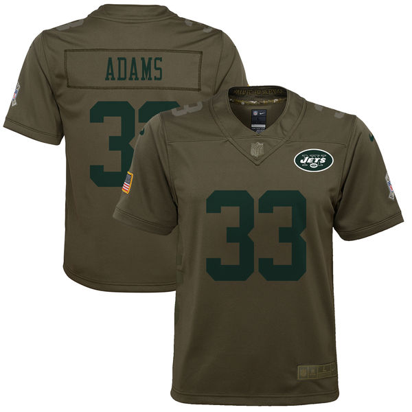 Youth New York Jets Jamal Adams Nike Olive Salute to Service Game Jersey