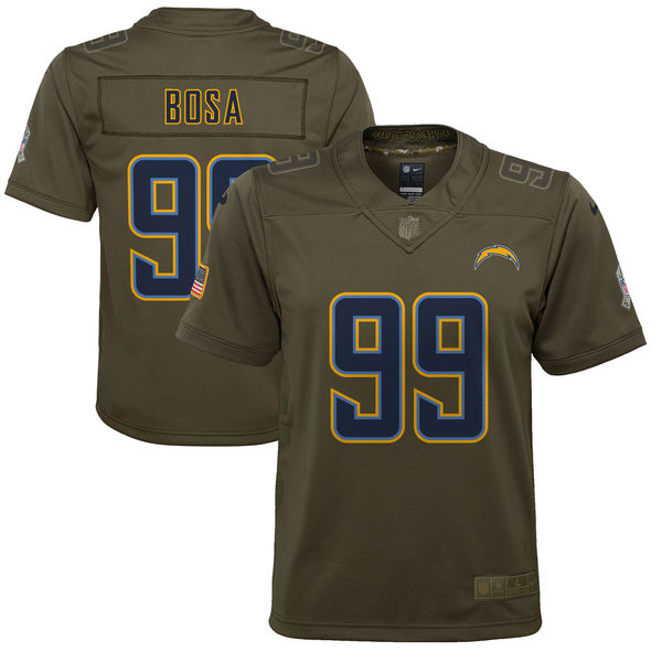 Youth Los Angeles Chargers Joey Bosa Nike Olive Salute to Service Game Jersey