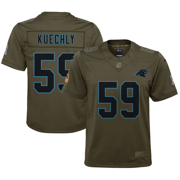 Youth Carolina Panthers Luke Kuechly Nike Olive Salute to Service Game Jersey