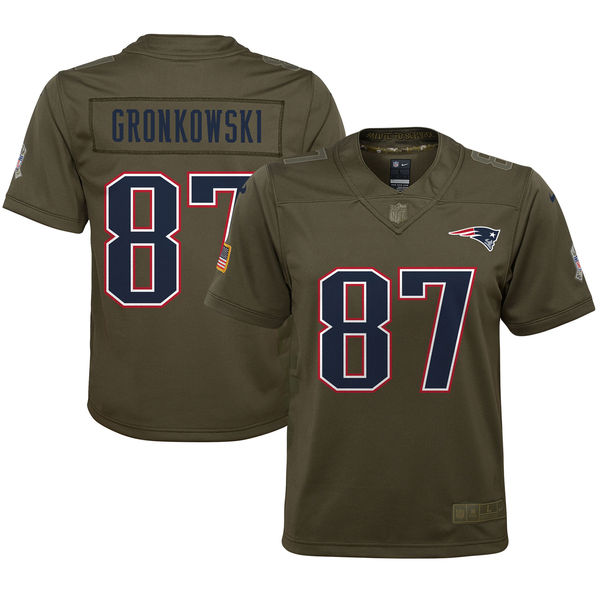 Youth New England Patriots Rob Gronkowski Nike Olive Salute to Service Game Jersey