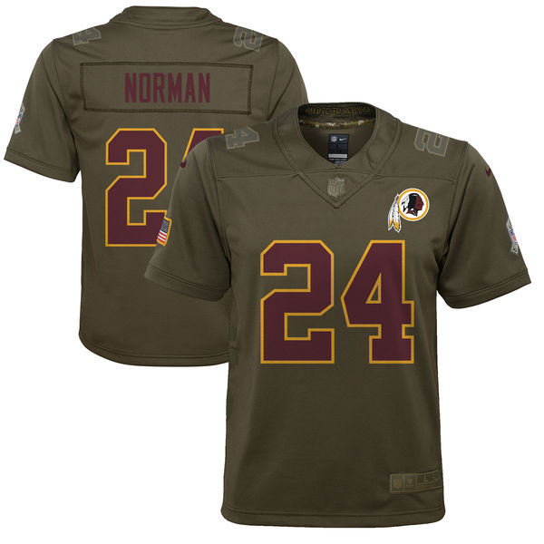 Youth Washington Redskins Josh Norman Nike Olive Salute to Service Game Jersey