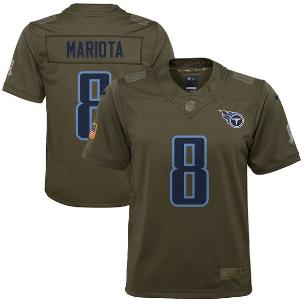 Youth Tennessee Titans Marcus Mariota Nike Olive Salute to Service Game Jersey