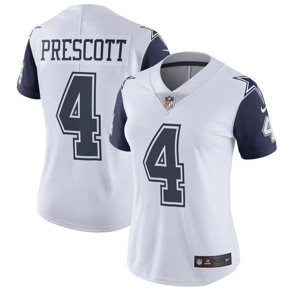 Women's Dallas Cowboys Dak Prescott Nike White Vapor Untouchable Color Rush Limited Jersey