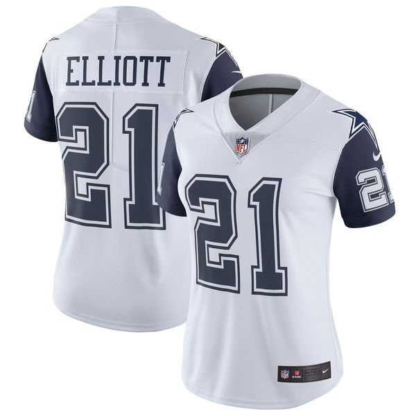 Women's Dallas Cowboys Ezekiel Elliott Nike White Vapor Untouchable Color Rush Limited Jersey