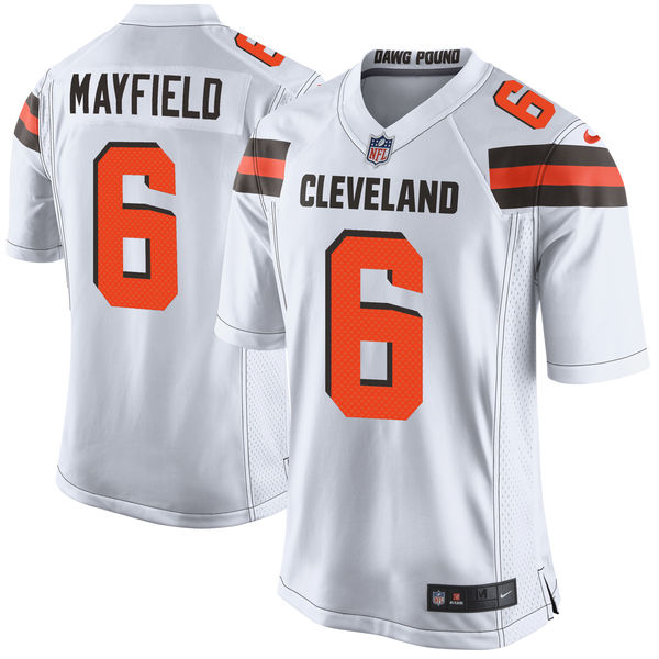 Men's Cleveland Browns Baker Mayfield Nike White 2018 NFL Draft Pick Game Jersey