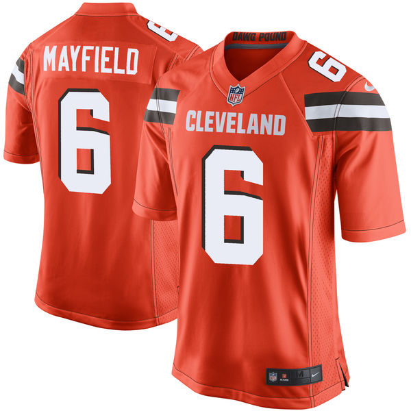 Men's Cleveland Browns Baker Mayfield Nike Orange 2018 NFL Draft Pick Game Jersey