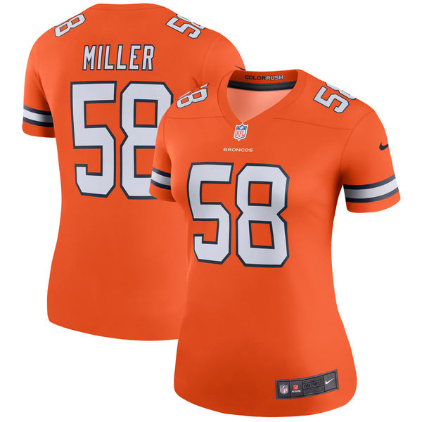 Women's Denver Broncos Von Miller Nike Orange Color Rush Legend Jersey