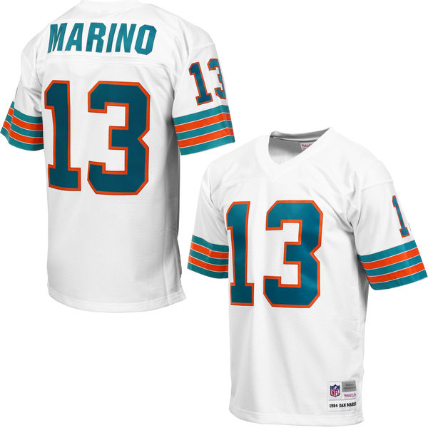 Mens Miami Dolphins Dan Marino Mitchell & Ness White Retired Player Vintage Jersey