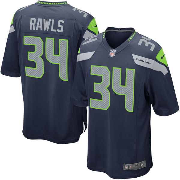 Men's Seattle Seahawks Thomas Rawls Nike College Navy Game Jersey