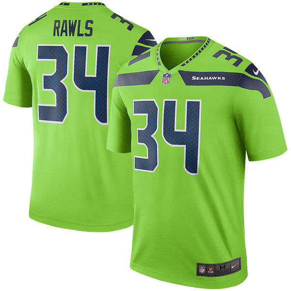 Men's Seattle Seahawks Thomas Rawls Nike Green Color Rush Legend Jersey