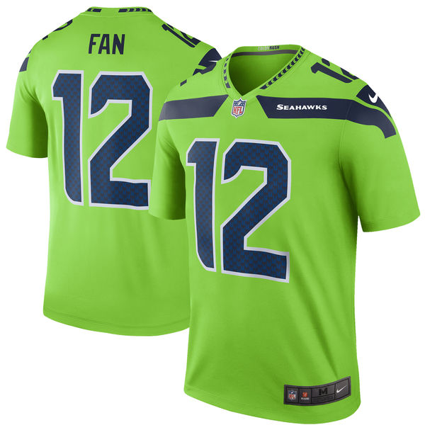 Youth Seattle Seahawks 12 Fan Nike Green Color Rush Legend Jersey